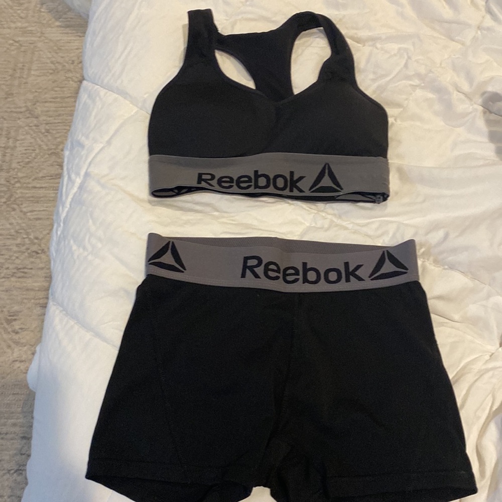 Reebok sports bra and shorts set.